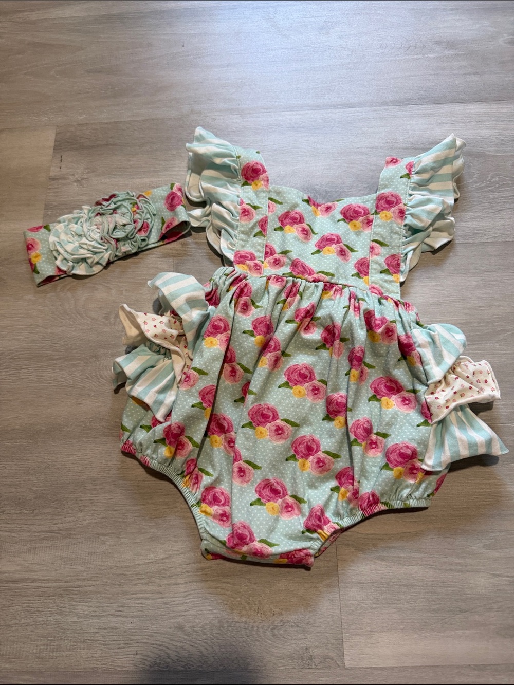 Serendipity clothing co romper matching headband size 12 months